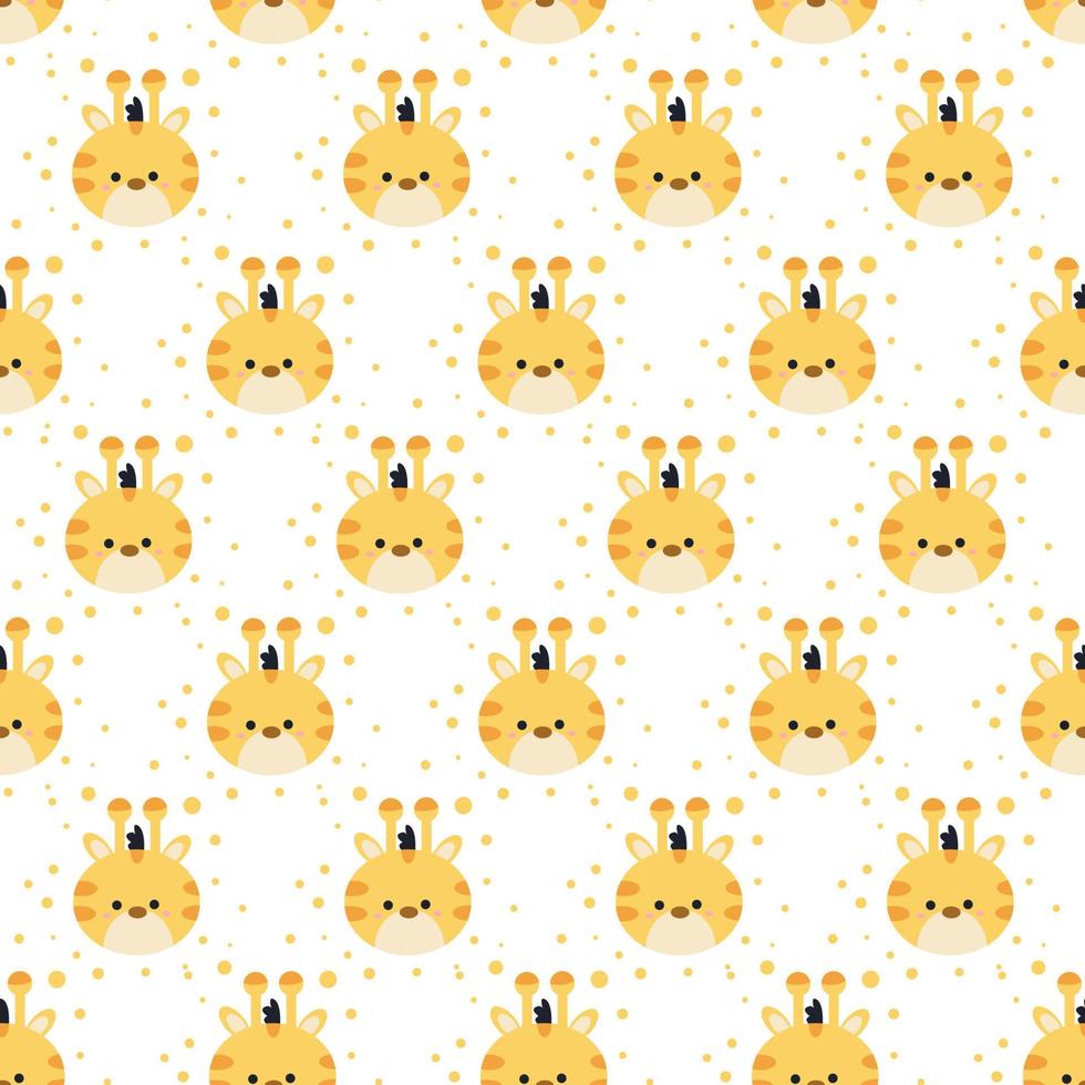 Seamless pattern with cartoon style giraffe head vector illustration