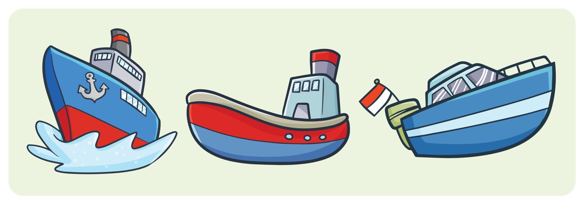 Blue ship vector illustrations