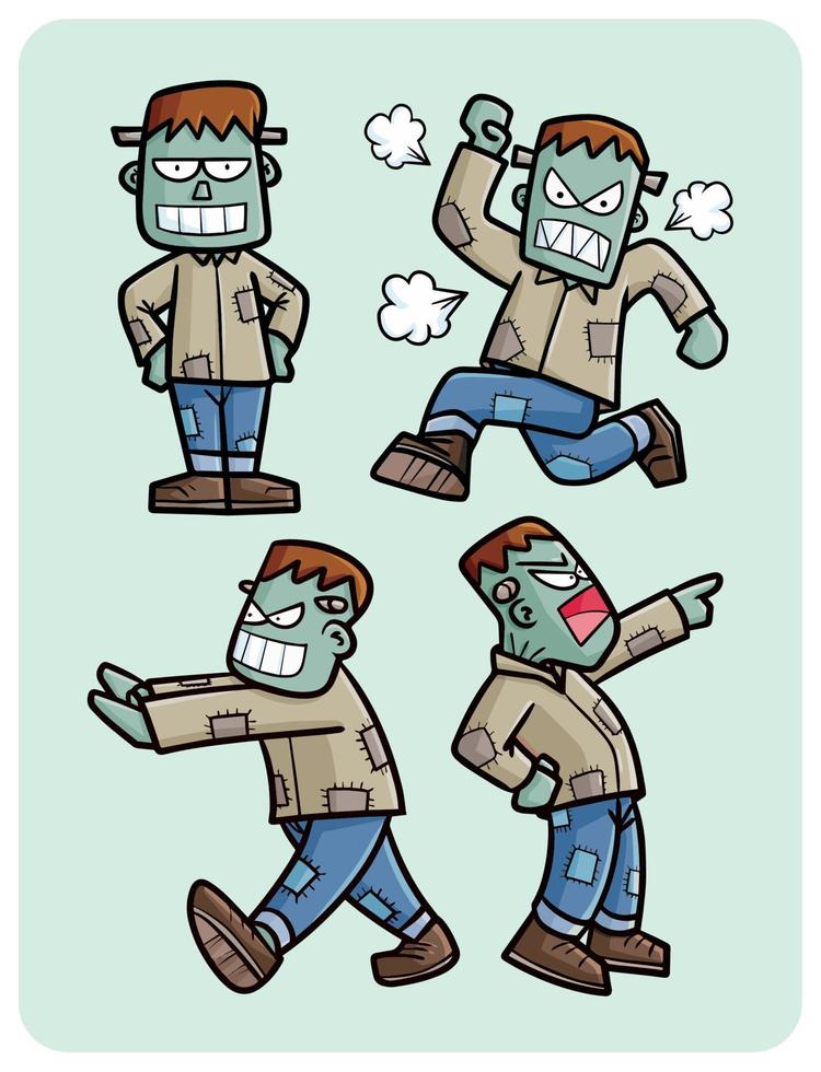 frankenstein en muchas acciones vector