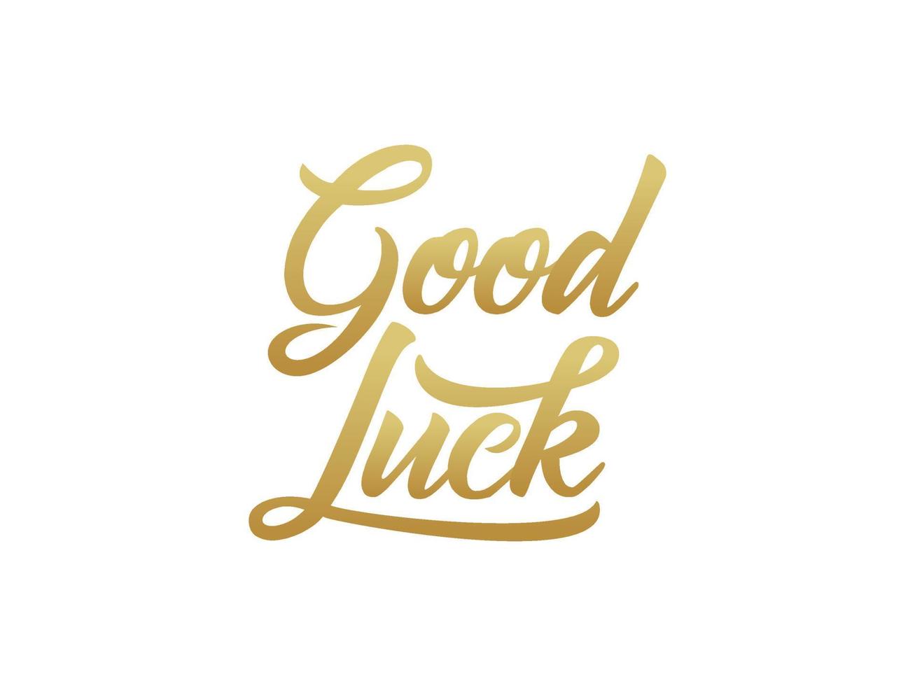 Good Luck text Handwritten Lettering Calligraphy with Gold Style isolated on White Background. Greeting Card Vector Illustration.