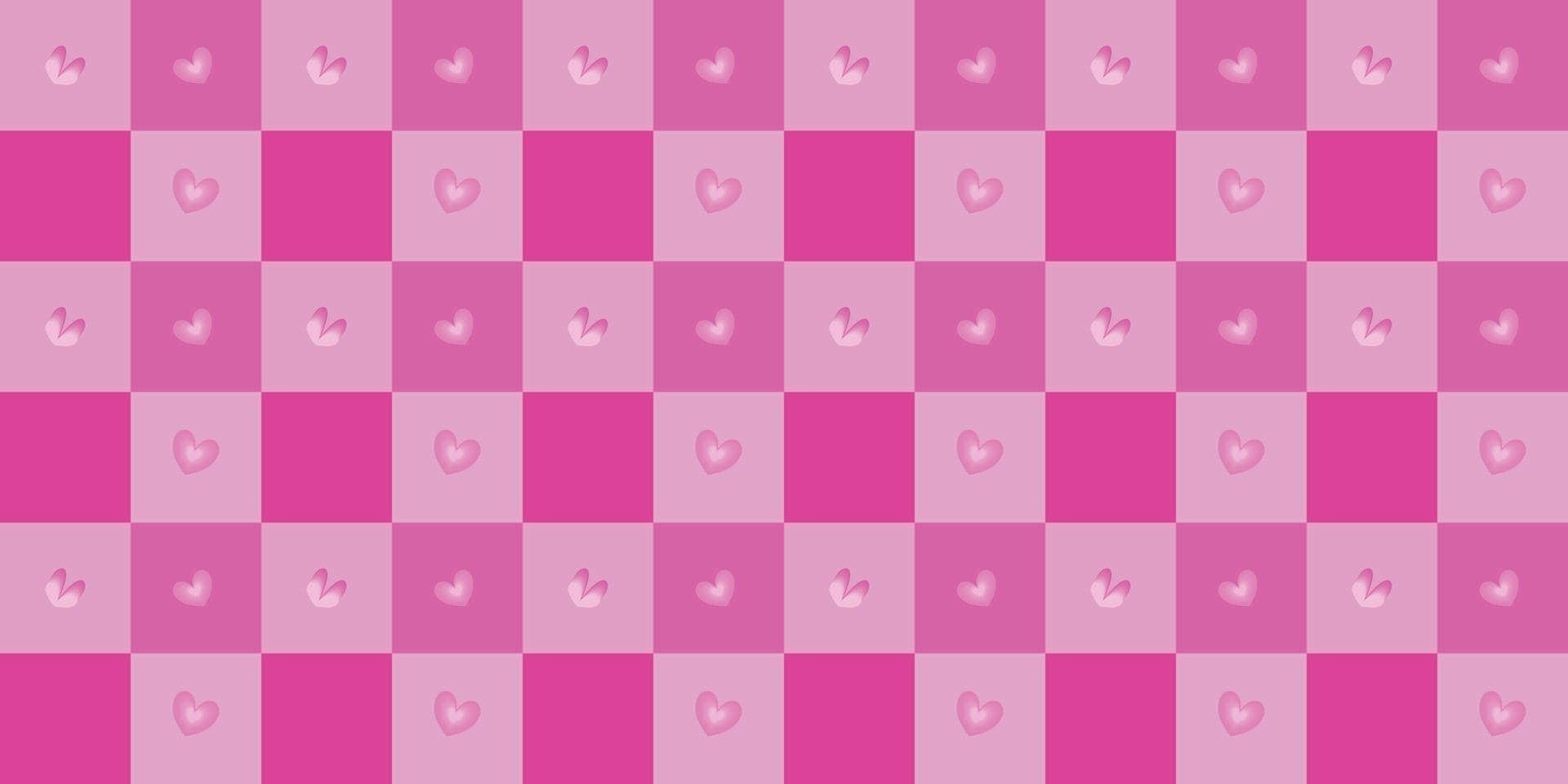 Textile fabric tartan seamless pattern pink hearts abstract backgrounds texture wallpaper vector illustration
