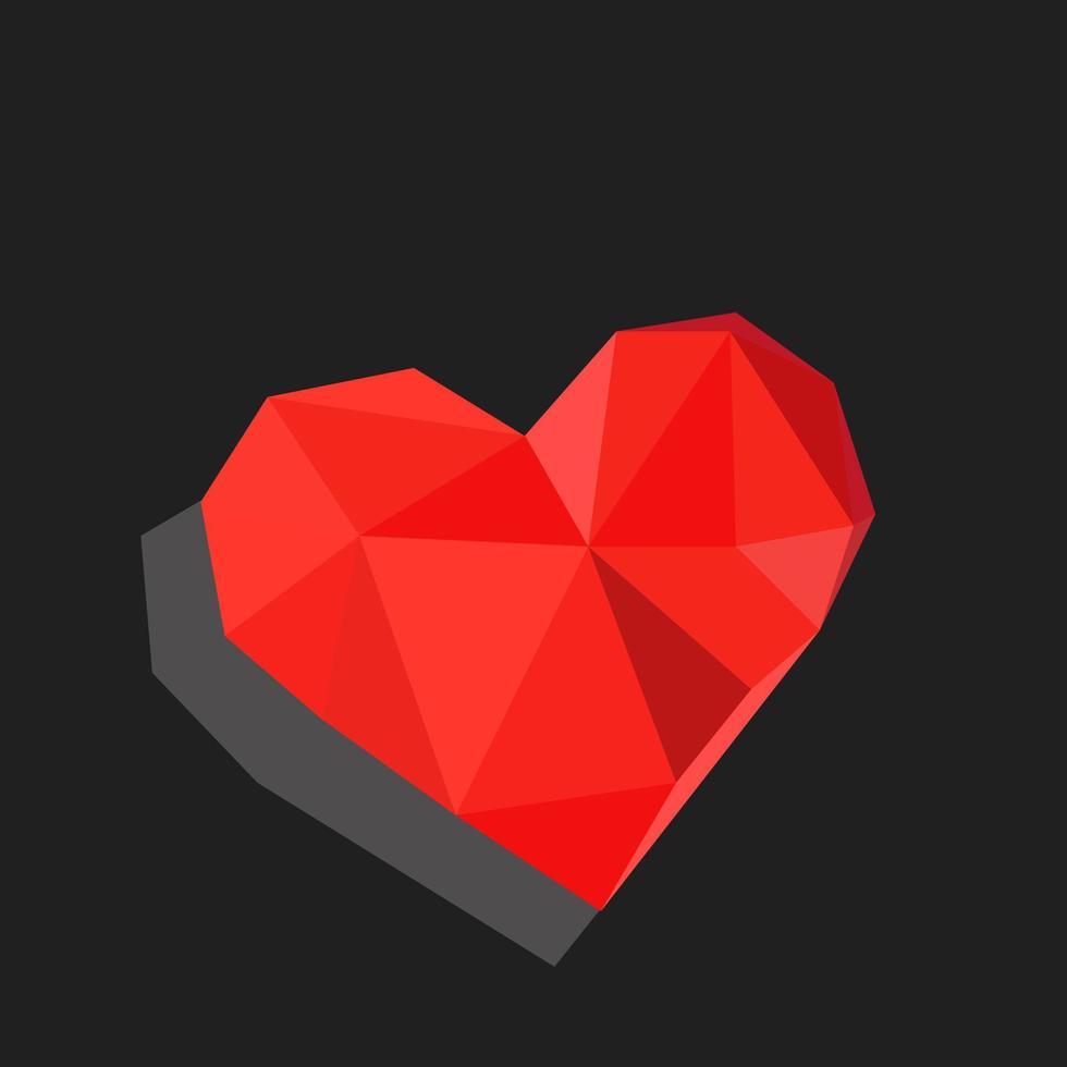 Vector illustration of a polygonal heart crystal.