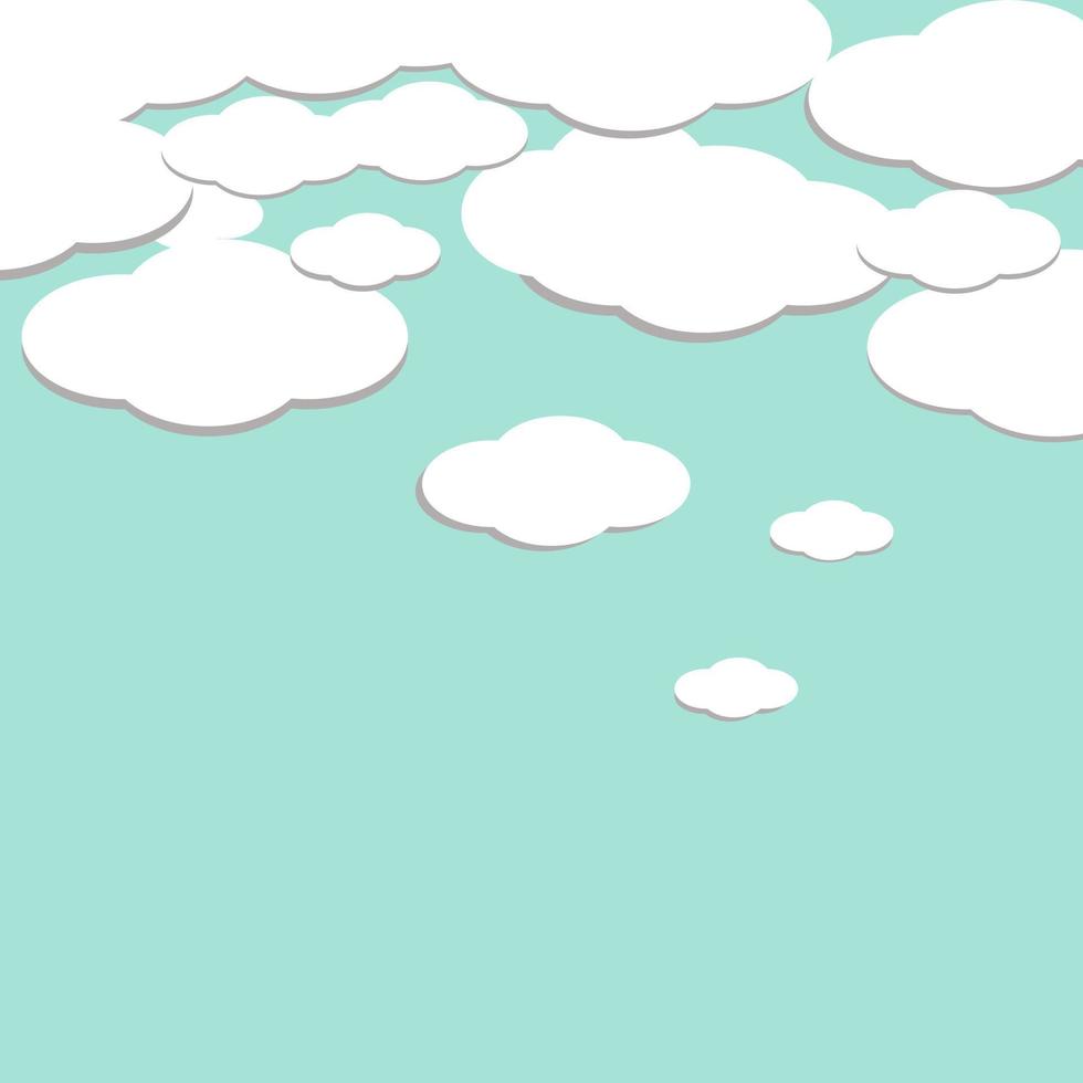 Clouds set isolated on a blue background. Simple cute cartoon design. Icon or logo collection. Realistic elements. Flat style vector illustration.