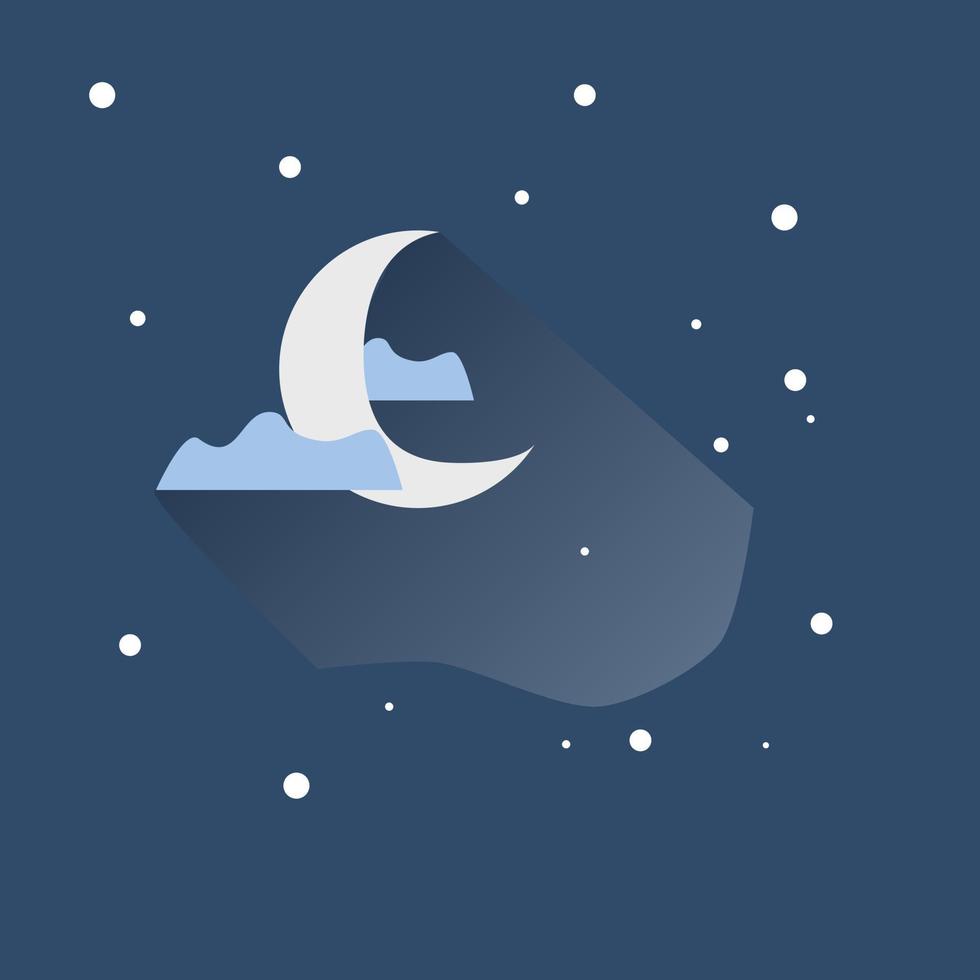 moon and stars in midnight. vector