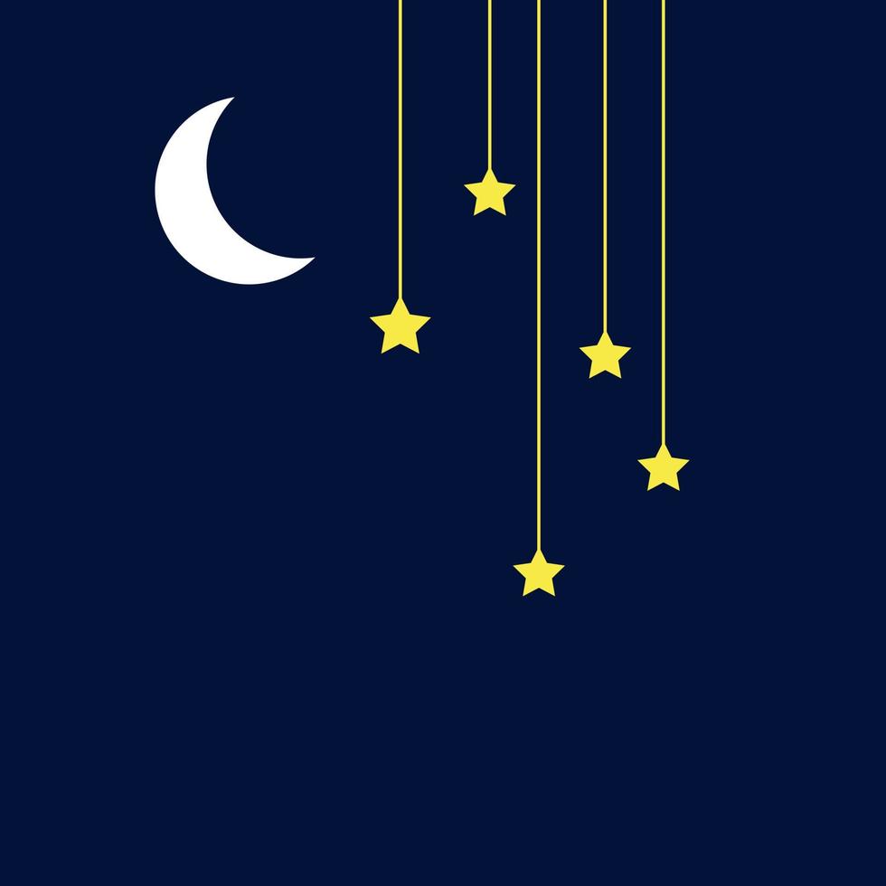 Ramadan Kareem Wallpaper design template. hanging on the shape of the moon lantern and stars lantern vector