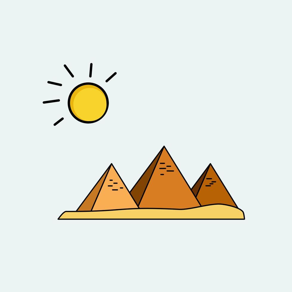 Diseño plano del paisaje del desierto y Egipto. diseño plano vectorial de la gran pirámide de giza en egipto ilustración vectorial vector