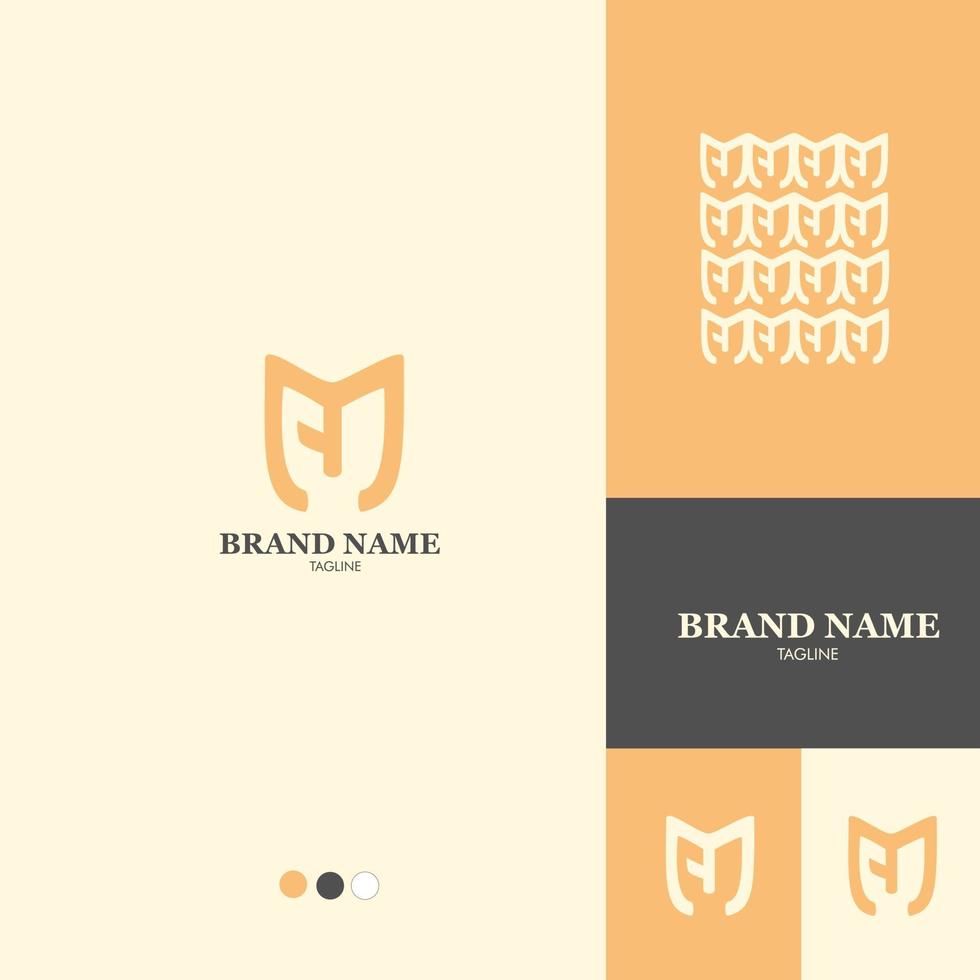 Set of initials logo m forming fresh wheat, for use in bakeries, bakeries, food markets, cafes, restaurants, etc. Vector Illustration