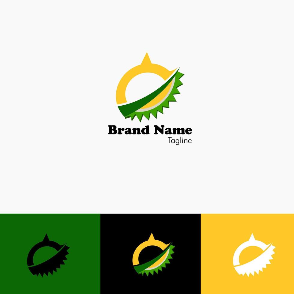 plantilla de logotipo de vector de agencia de viajes de agroturismo durian. diseño de logotipo durian y diseño de logotipo de viaje. plantilla de logotipo de vacaciones