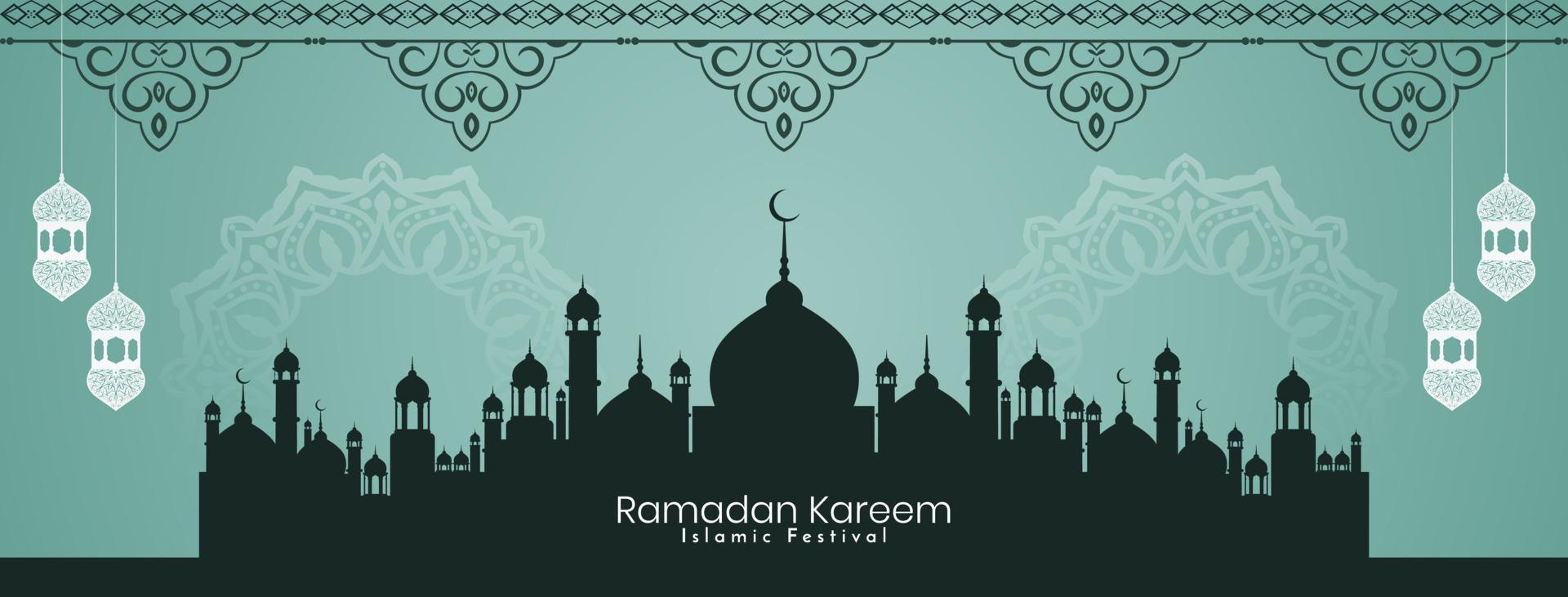 ramadan kareem festival islámico elegante diseño de banner decorativo vector