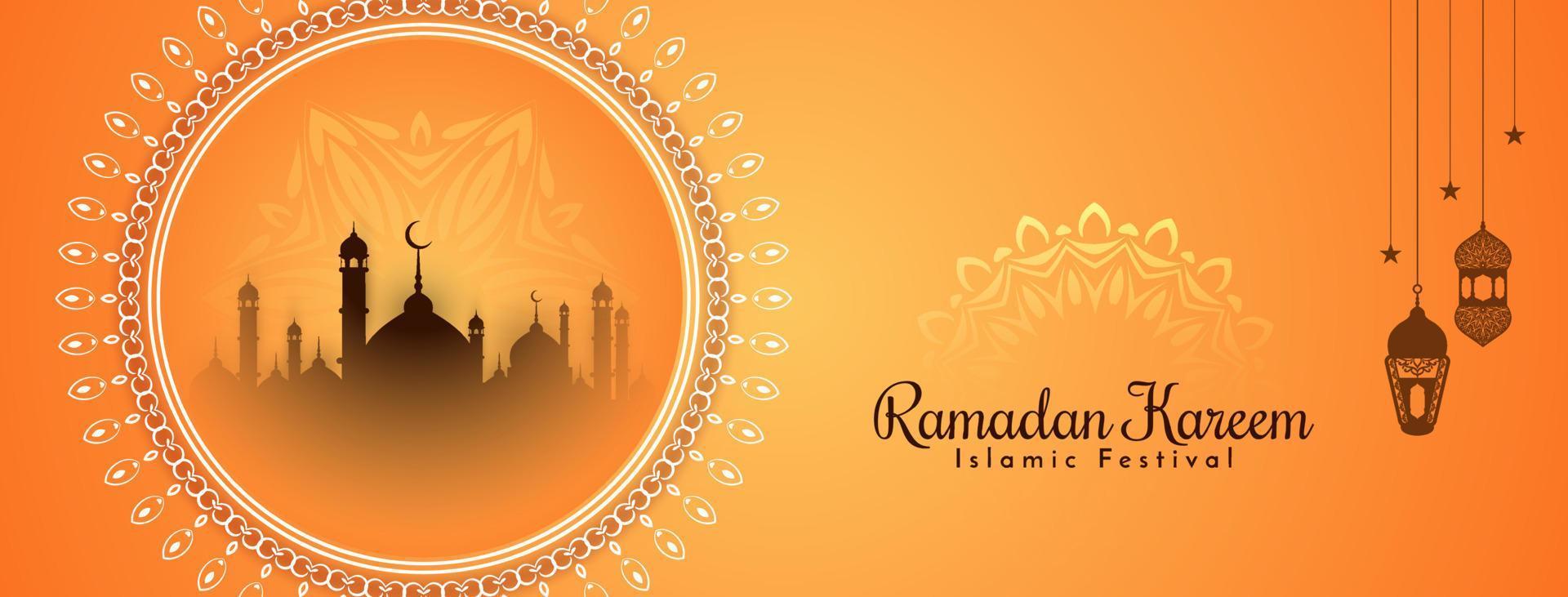 ramadan kareem festival islámico elegante diseño de banner decorativo vector