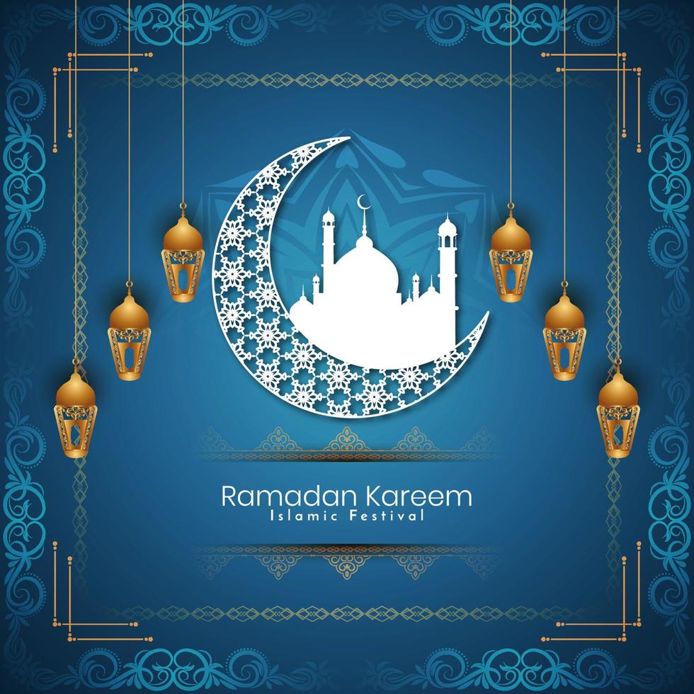 Ramadan Kareem beautiful Islamic mosque background design vector