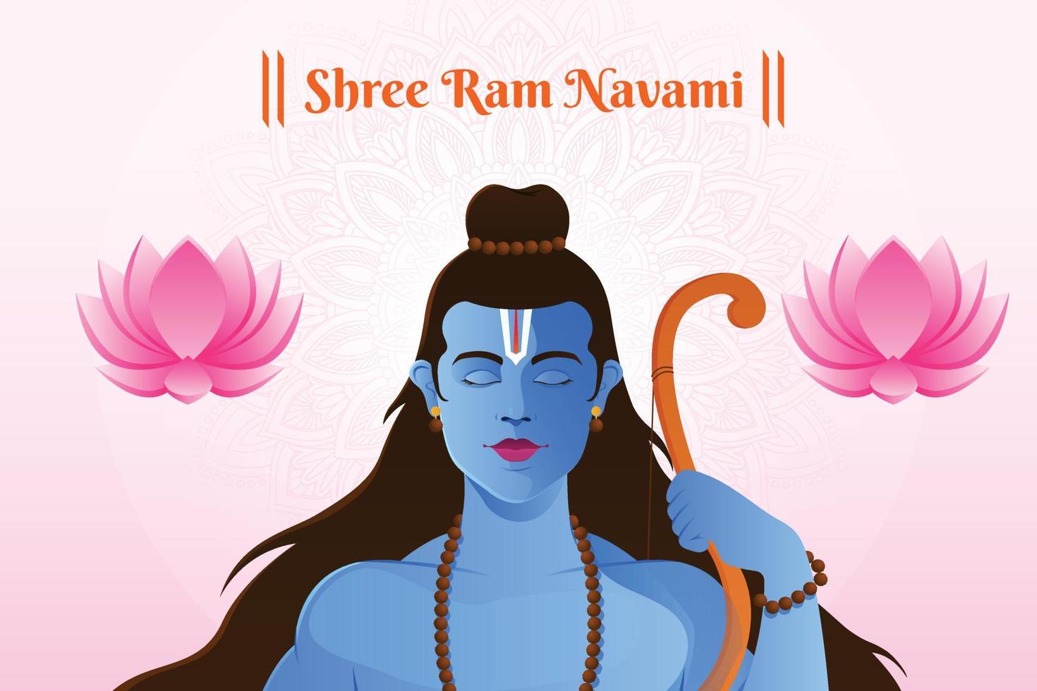 Shree Ram Navami celebration Lord Rama with bow and arrow vector