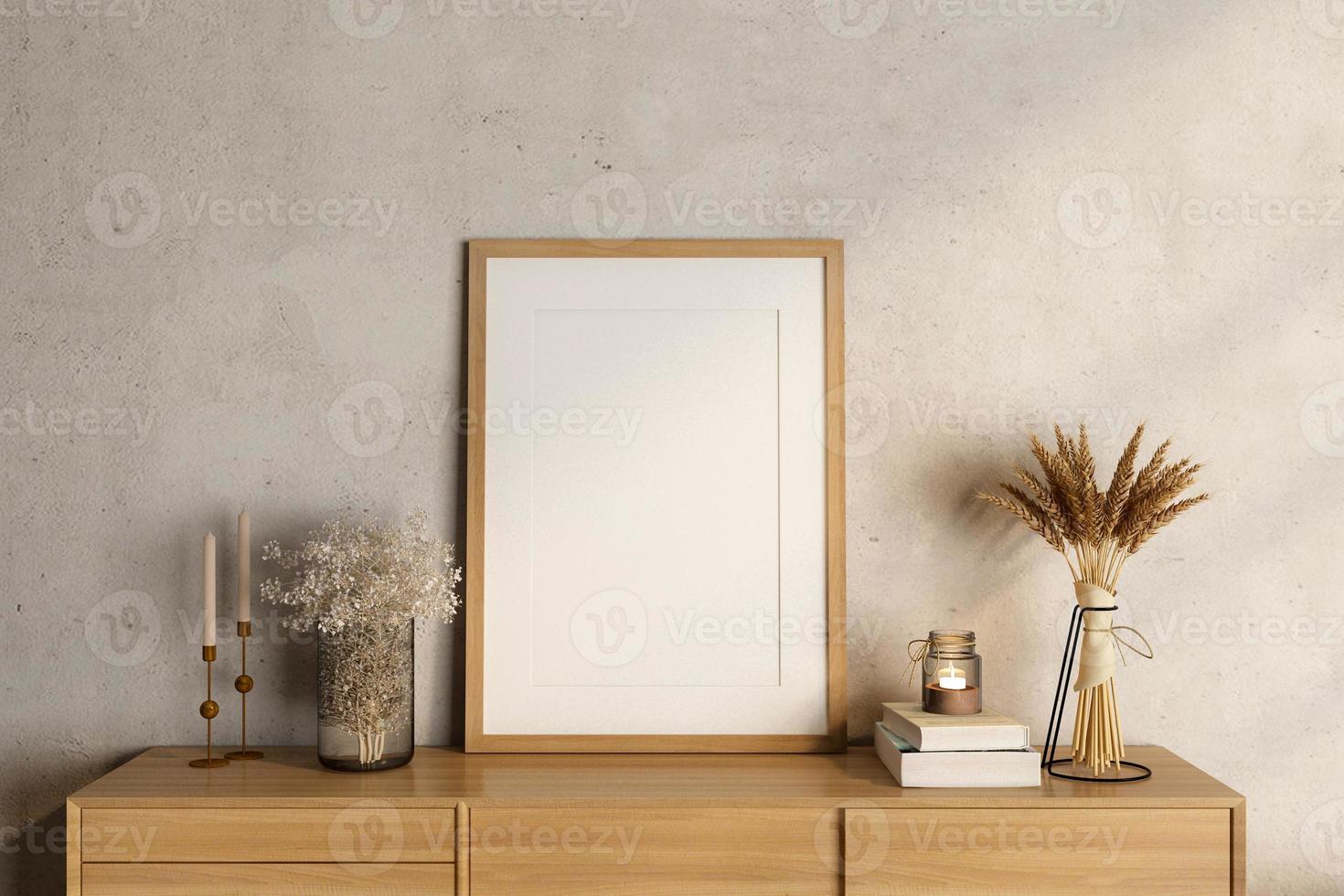 Poster frame mockup design in 3d rendering photo