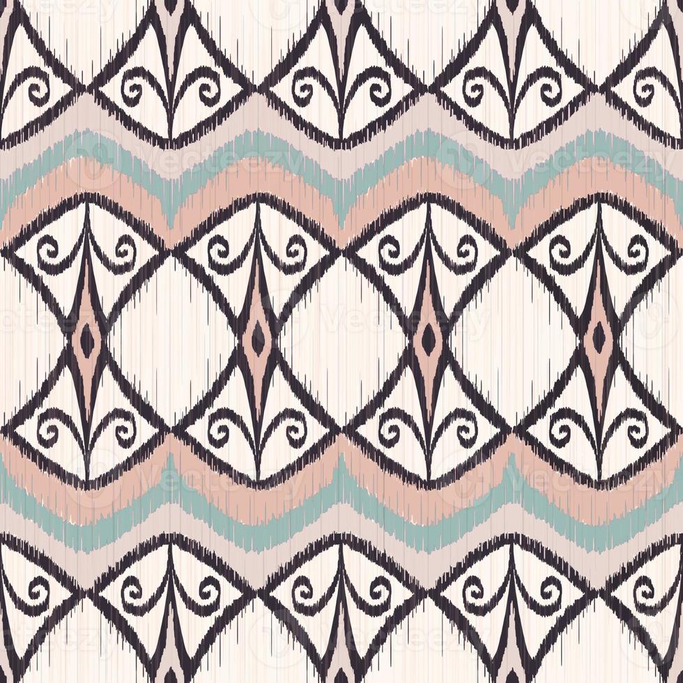 Ikat drawing traditional Morocco color design ethnic tribal geometric shape seamless pattern background. Use for fabric, textile, interior decoration elements, upholstery, wrapping. photo