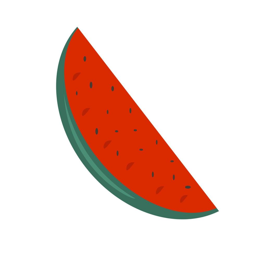 rebanada de fruta de sandía con semillas icono de vector de arte de color plano sobre fondo blanco ilustración vectorial