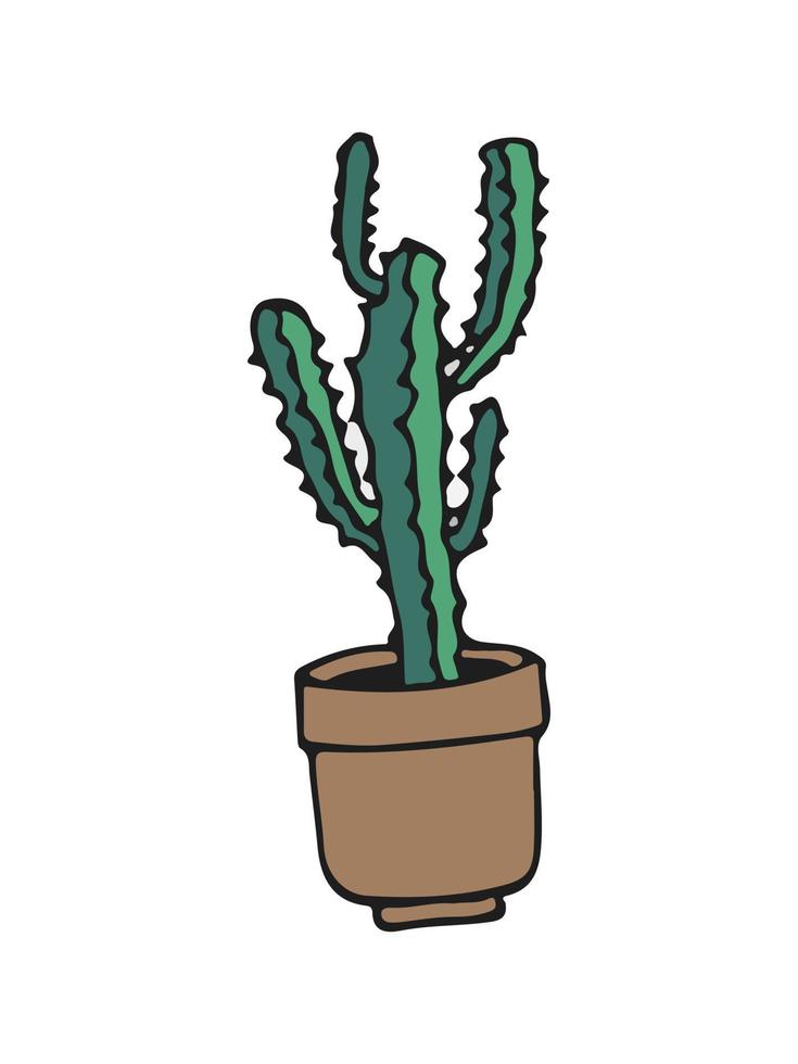 doodle illustration cactus on white. Colorful doodle illustration cactus in modern style on white background. vector