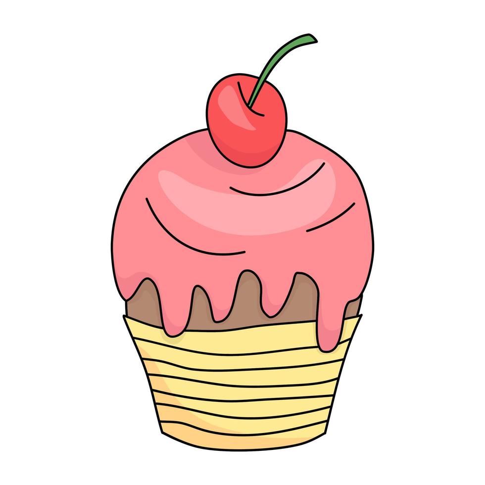 Cupcake dessert with strawberry, vector illustrator. cartoon design, Vector illustration