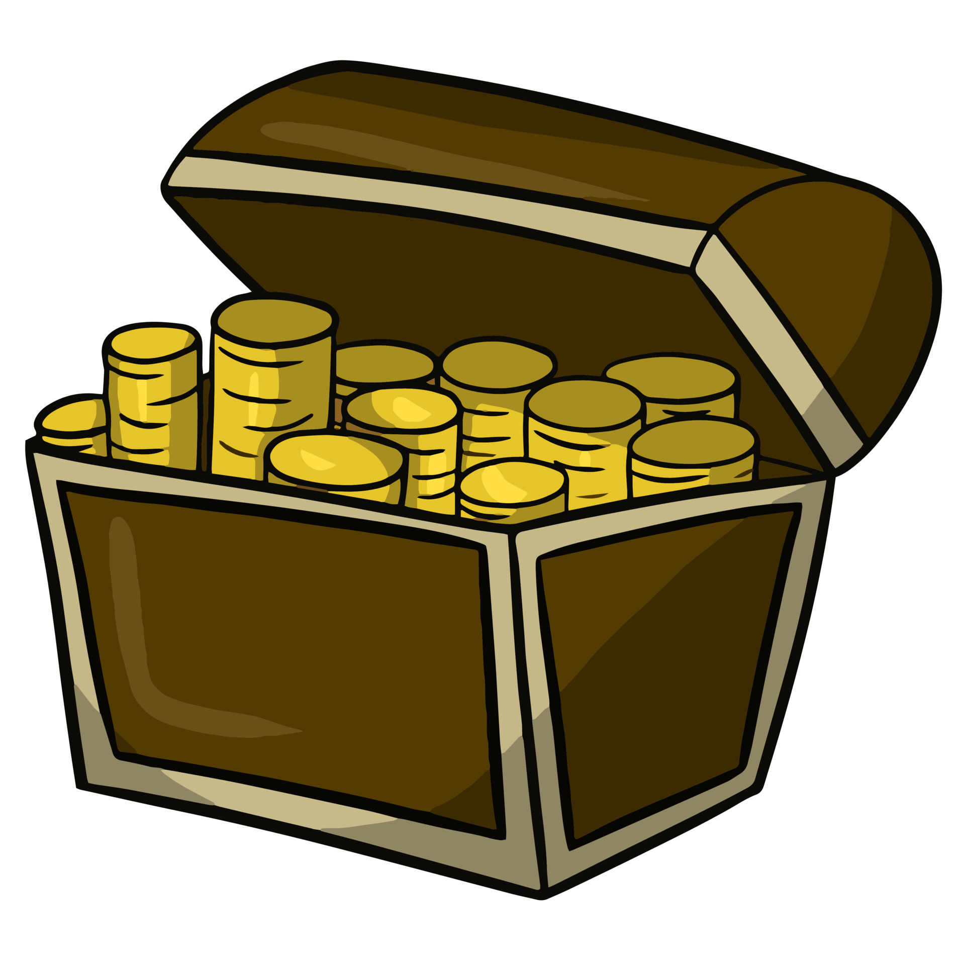 Open wooden chest with gold coins, pirate treasure chest 6835679 Vector ...