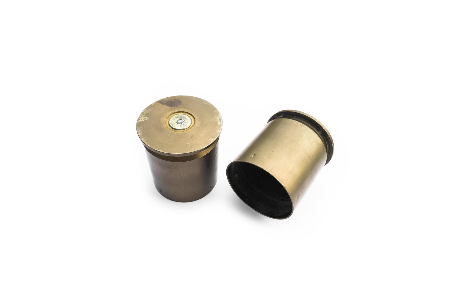 isolated used and old bullet shells on white background. Soft and selective focus. photo