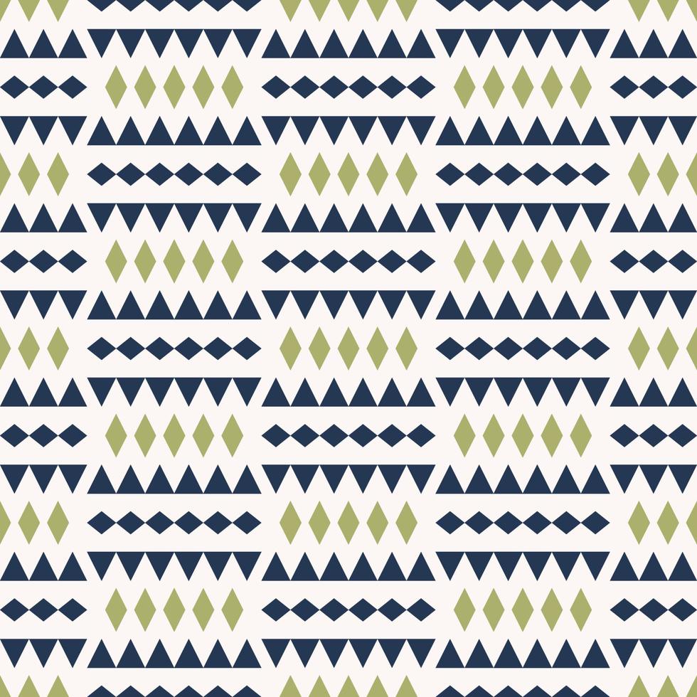 Vector modern green-navy blue color small ethnic rhombus triangle geometric shape seamless pattern background. Use for fabric, textile, interior decoration elements, upholstery, wrapping.