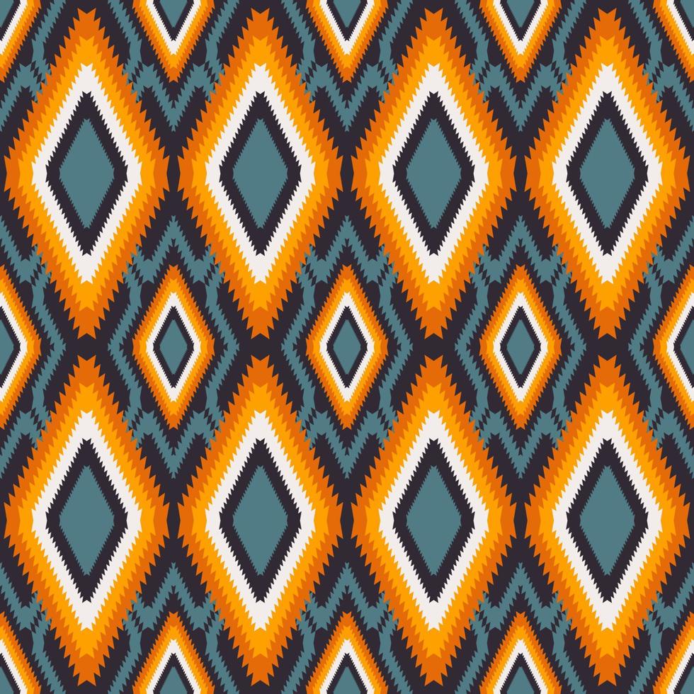 Vector colorful ethnic tribal aztec traditional rhombus zig zag shape seamless pattern on black background. Use for fabric, textile, interior decoration elements, upholstery, wrapping.