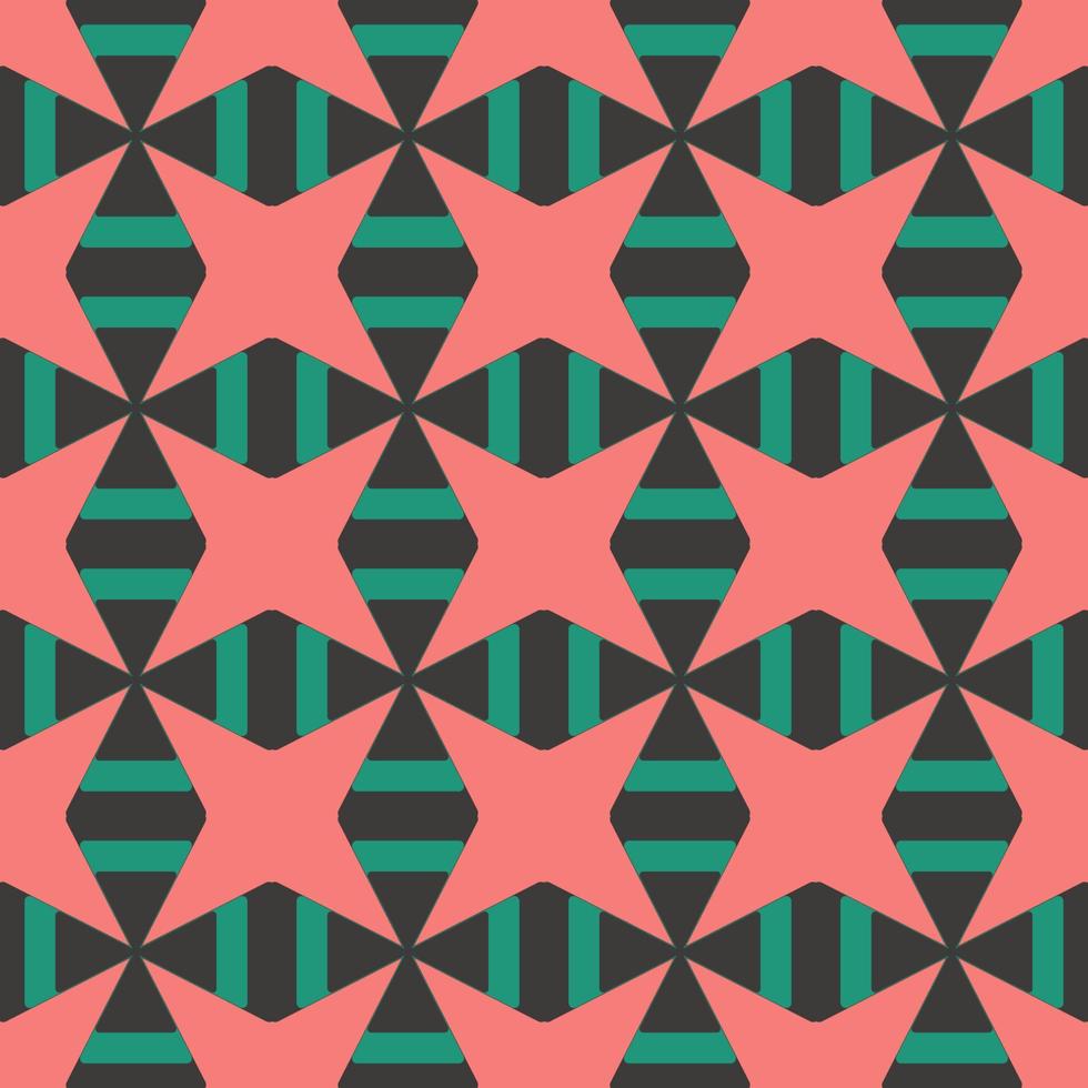 Ethnic Islamic persian red-green color geometric star shape seamless pattern on black background. Use for fabric, textile, interior decoration elements, upholstery, wrapping. vector