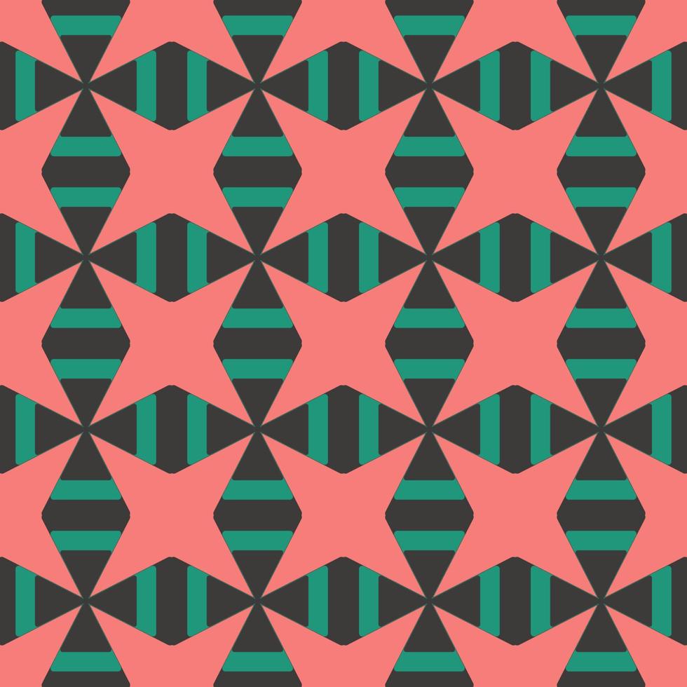 patrón sin costuras en forma de estrella geométrica de color rojo-verde persa islámico étnico sobre fondo negro. uso para telas, textiles, elementos de decoración de interiores, tapicería, envoltura. vector