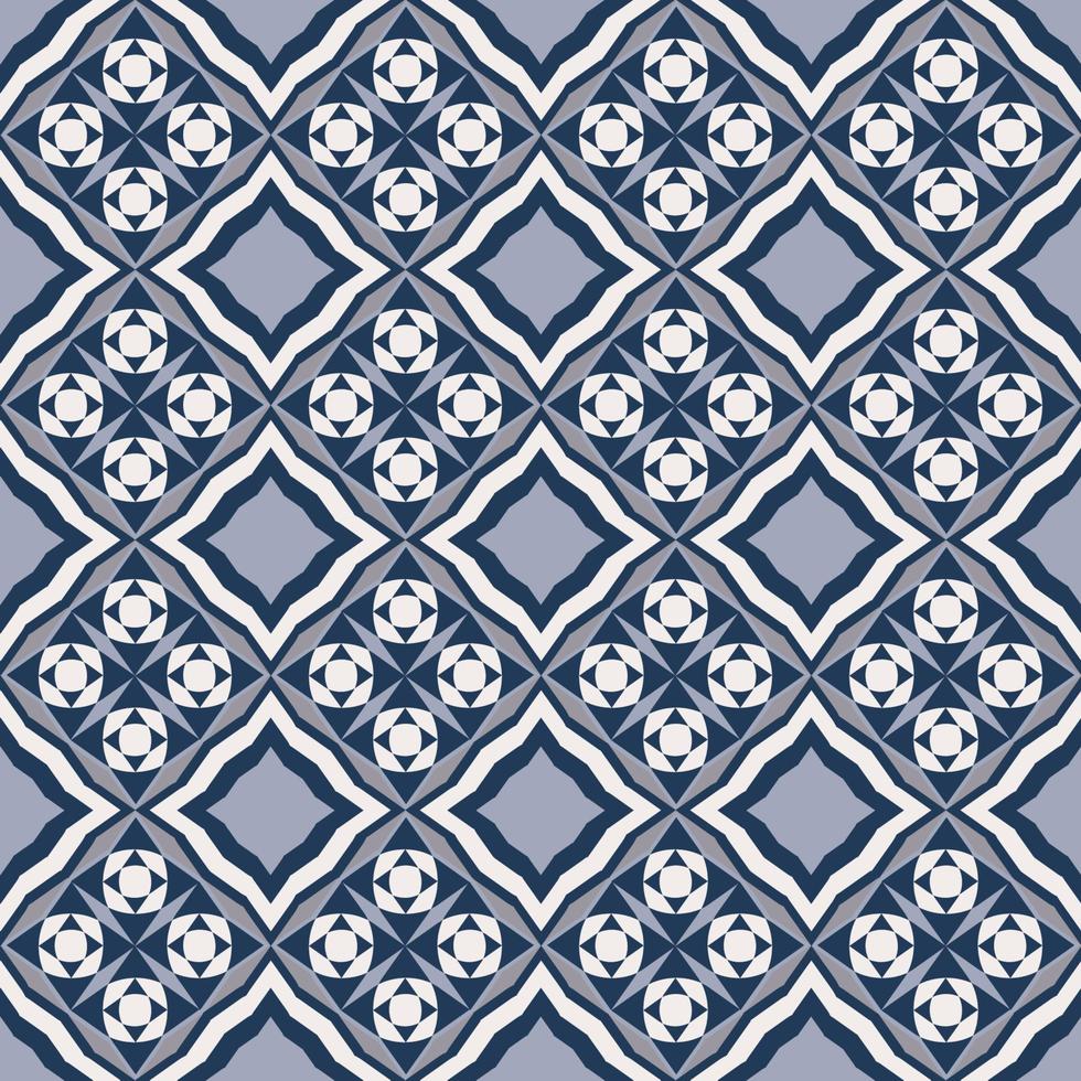 Blue grey color ethnic geometric shape seamless background. Neo classic peranakan pattern design. Use for fabric, textile, interior decoration elements, upholstery, wrapping. vector