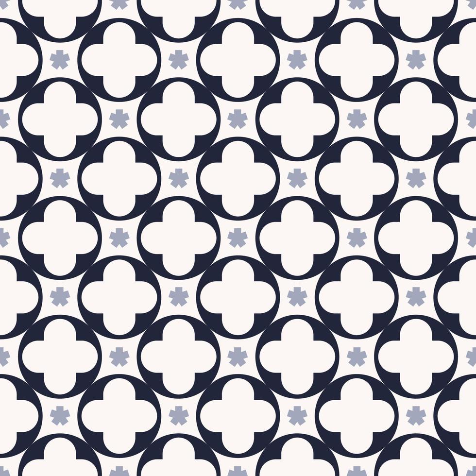 Blue color geometric circle round and small square star shape seamless background. Simple peranakan pattern design. Use for fabric, textile, interior decoration elements, upholstery, wrapping. vector