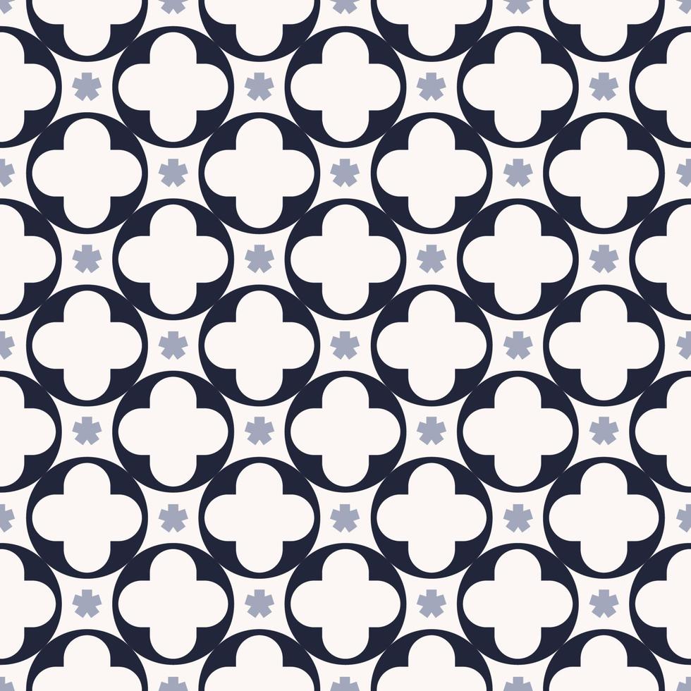 Blue color geometric circle round and small square star shape seamless background. Simple peranakan pattern design. Use for fabric, textile, interior decoration elements, upholstery, wrapping. vector