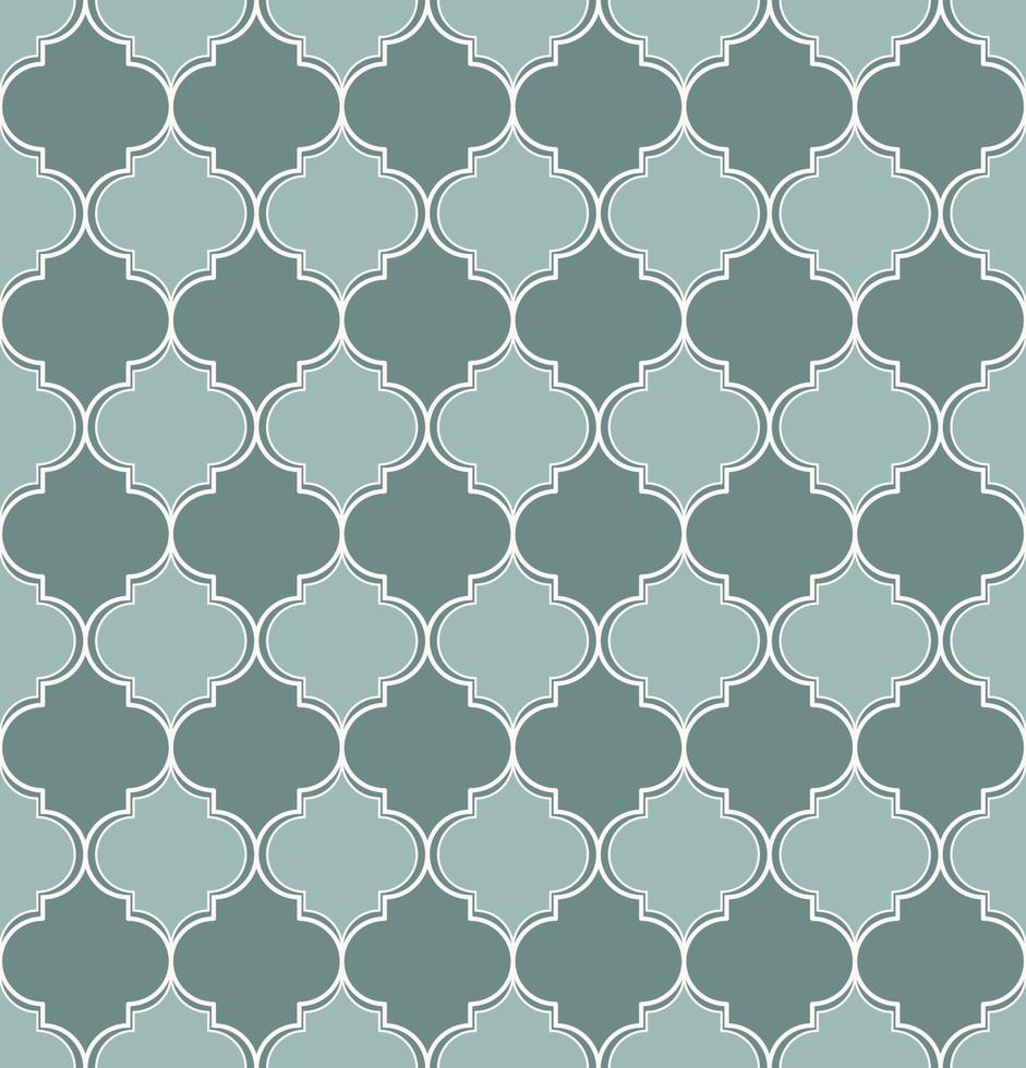 Moroccan trellis quatrefoil seamless pattern blue green turquoise color background. Use for fabric, textile, cover, interior decoration elements, wrapping. vector