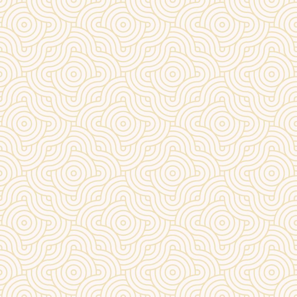 Abstract light yellow wavy lines in flower shape overlapping pattern geometric seamless background. Use for fabric, textile, wallpaper, decoration elements, wrapping. vector