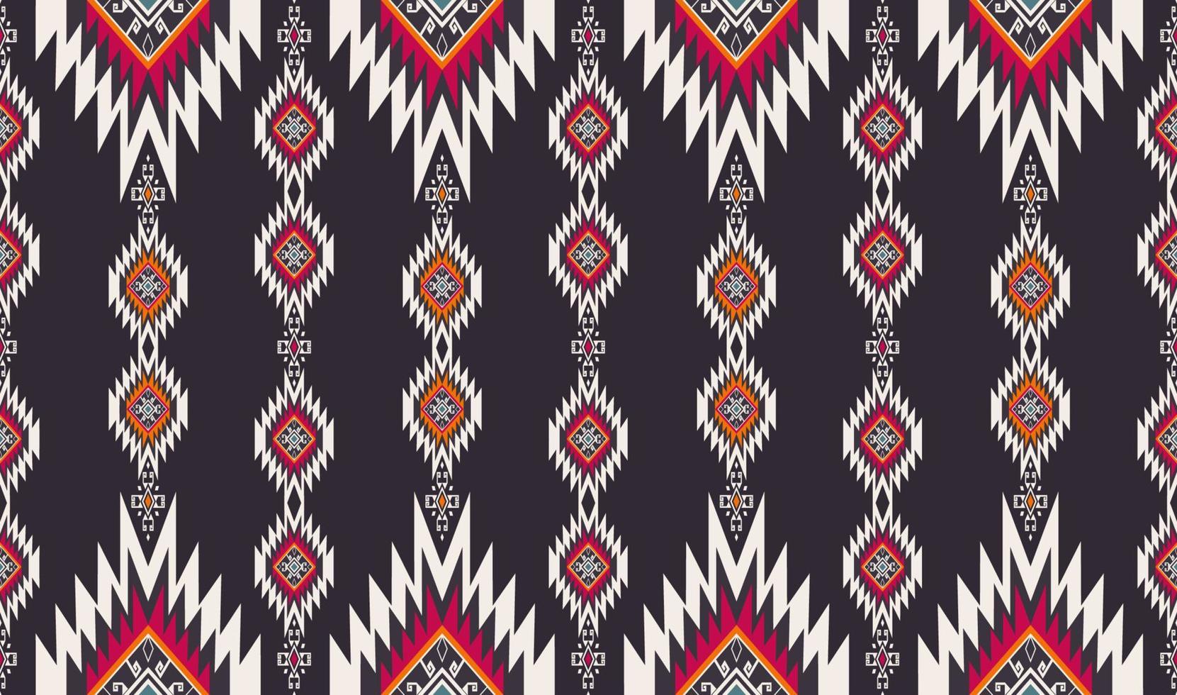 Ikat native aztec geometric shape seamless background. Ethnic tribal colorful red-yellow pattern design. Use for fabric, textile, interior decoration elements, upholstery, wrapping. vector