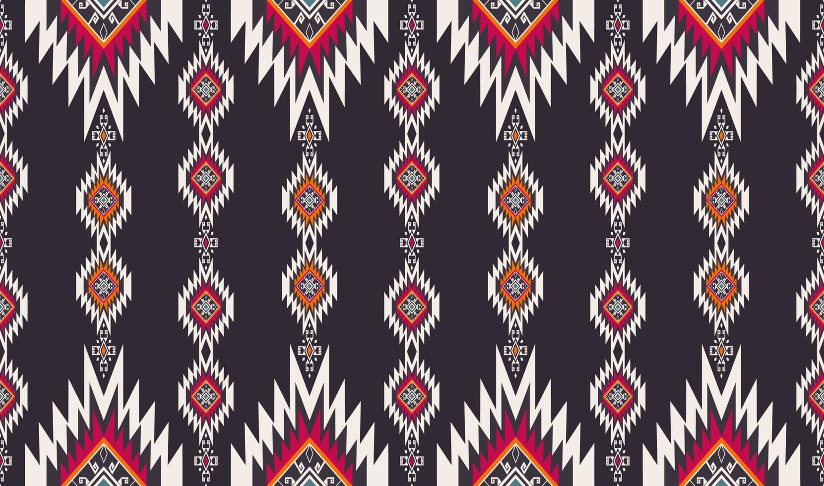 Ikat native aztec geometric shape seamless background. Ethnic tribal colorful red-yellow pattern design. Use for fabric, textile, interior decoration elements, upholstery, wrapping. vector