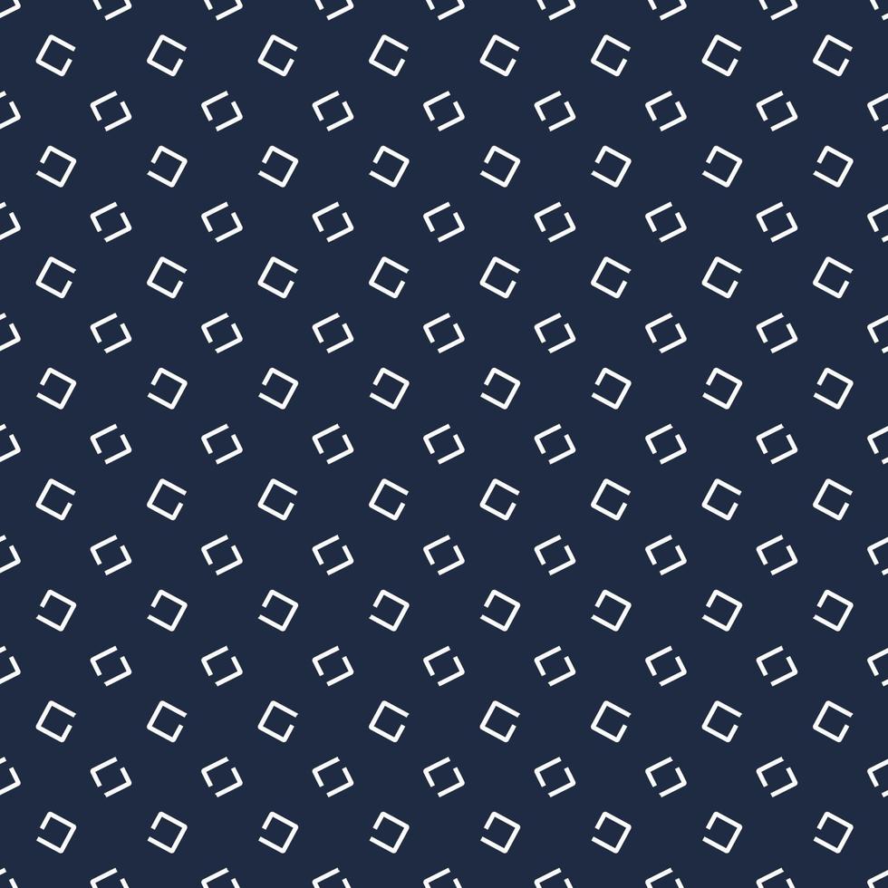 Modern small square random shape design white stroke seamless pattern on blue background. vector