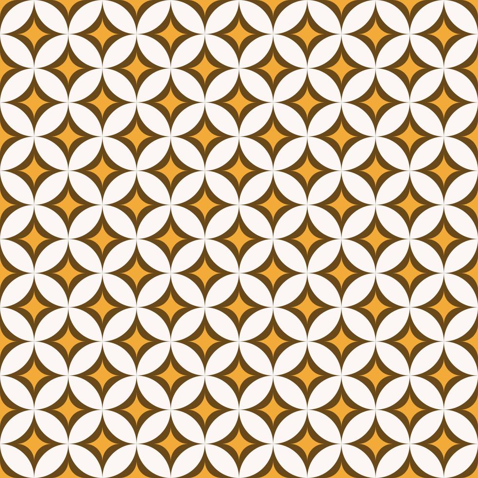 Geometric star grid circle shape brown yellow gold color seamless pattern background. Batik pattern. Use for fabric, textile, interior decoration elements, upholstery, packaging, wrapping. vector