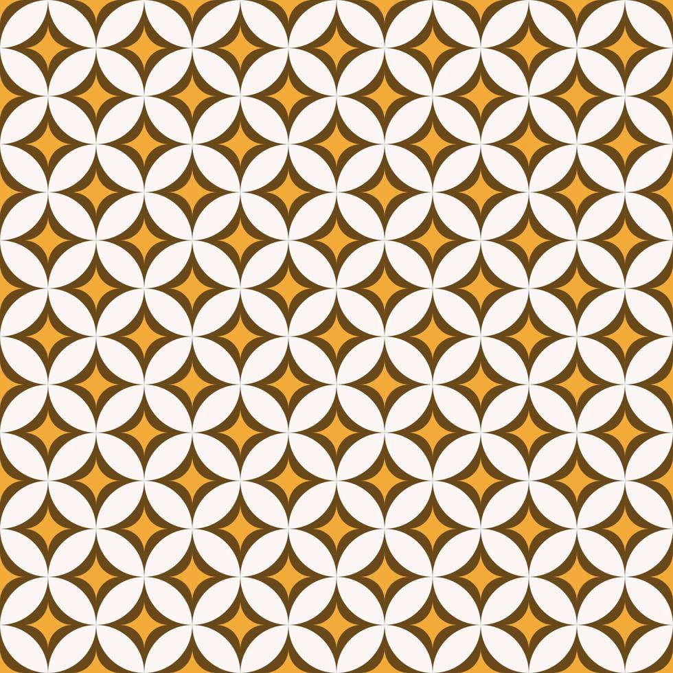 Geometric star grid circle shape brown yellow gold color seamless pattern background. Batik pattern. Use for fabric, textile, interior decoration elements, upholstery, packaging, wrapping. vector