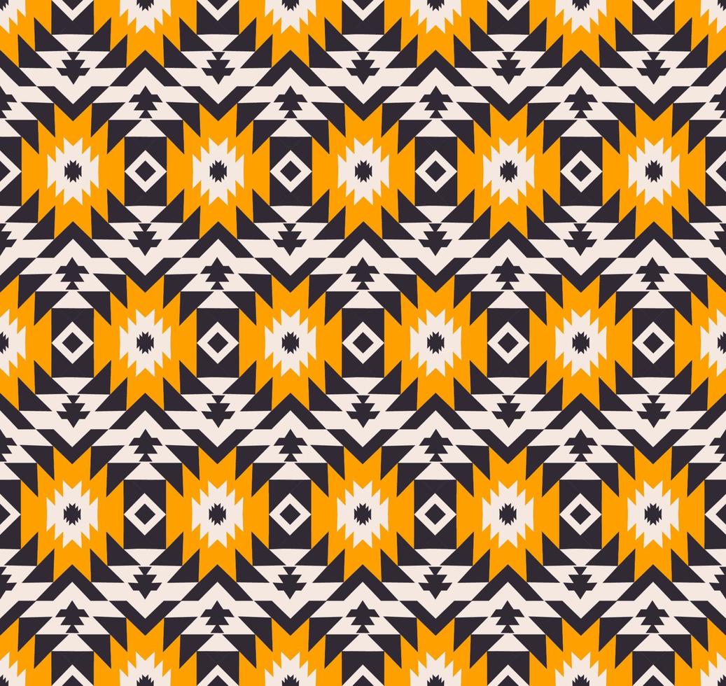 Colorful yellow native aztec with triangle geometric shape pattern design seamless on white background. Use for fabric, textile, interior decoration elements, upholstery, wrapping. vector