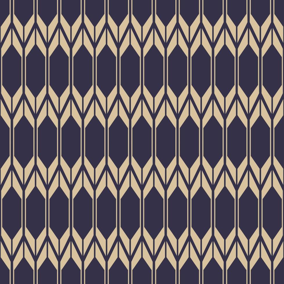 Chevron étnico de color azul y dorado contemporáneo, espiga, forma geométrica hexagonal sin fisuras de fondo. uso para telas, textiles, elementos de decoración de interiores, tapicería, envoltura. vector