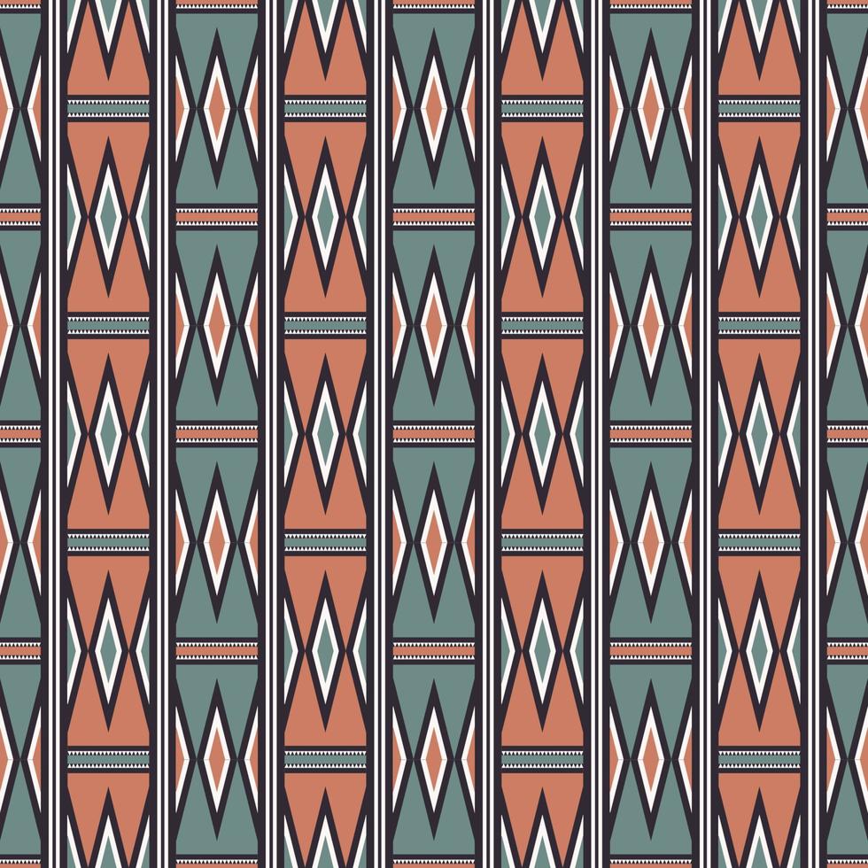 Ethnic tribal geometric shape African Morocco brown-green color stripes seamless pattern background. Use for fabric, interior decoration elements, wrapping. vector
