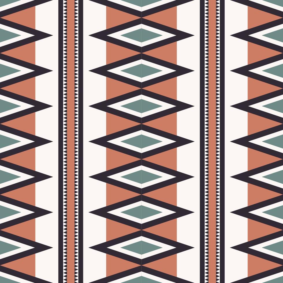 African aztec simple geometric shape brown-green color seamless pattern background. Use for fabric, textile, interior decoration elements, upholstery, wrapping. vector