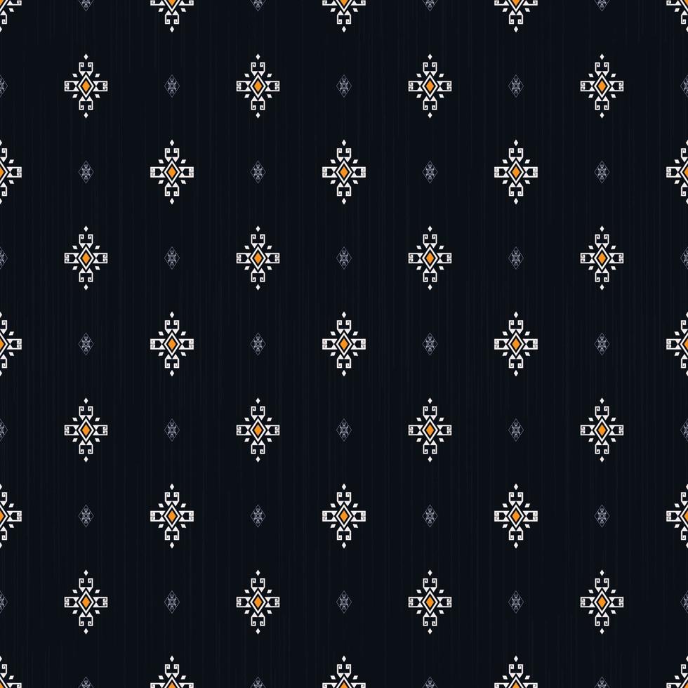 Ikat ethnic small shape grid seamless pattern on navy blue color texture background. Batik, sarong pattern. Use for fabric, textile, interior decoration elements, upholstery, wrapping. vector