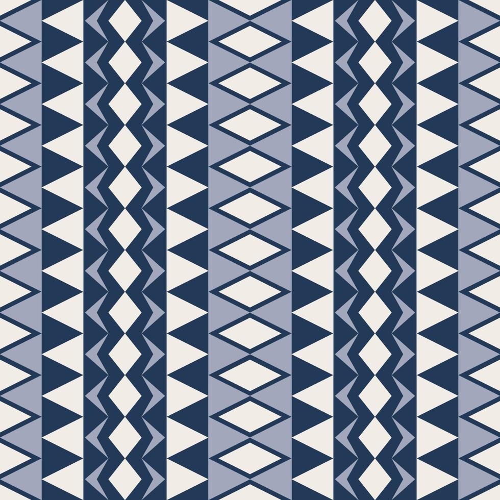 Blue-white color small ethnic rhombus triangle geometric shape seamless pattern background. Use for fabric, textile, interior decoration elements, upholstery, wrapping. vector