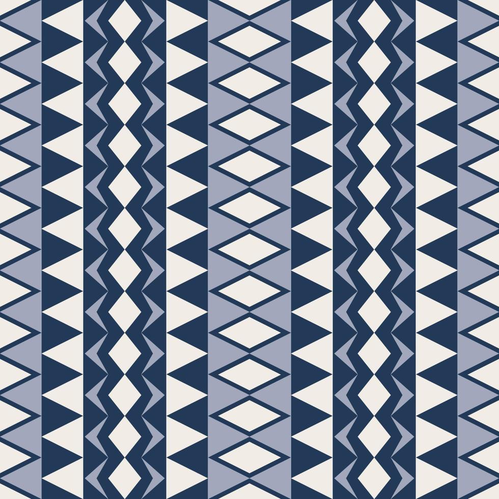 color azul-blanco pequeño rombo étnico triángulo forma geométrica sin fisuras de fondo. uso para telas, textiles, elementos de decoración de interiores, tapicería, envoltura. vector