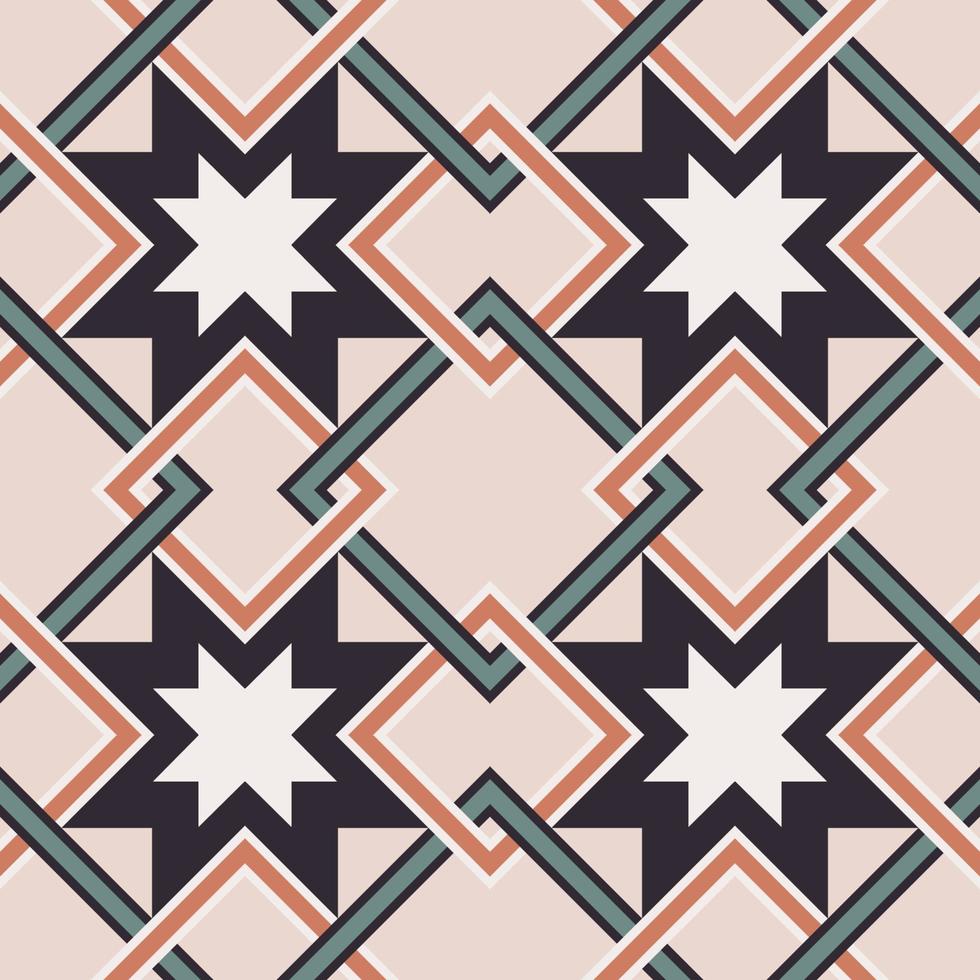 Abstract geometric star square overlapping shape seamless background. Ethnic Islamic, persian, Morocco color pattern design. Use for fabric, textile, interior decoration elements, wrapping. vector