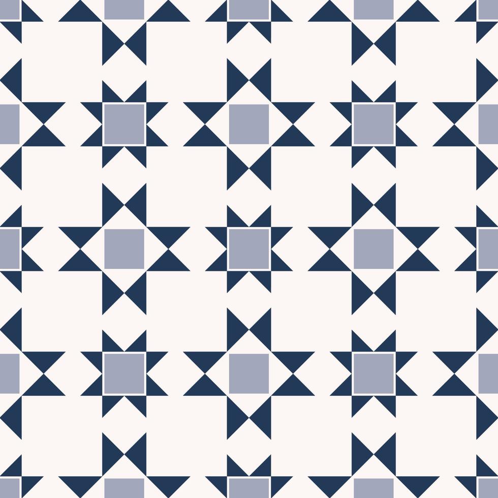 Blue color small geometric triangle star square shape seamless background. Simple Islamic, African, persian, peranakan pattern. Use for fabric, textile, interior decoration elements, wrapping. vector