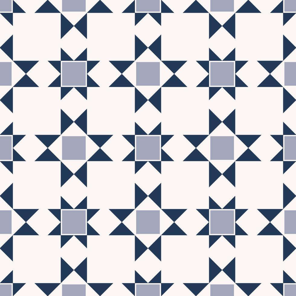 Blue color small geometric triangle star square shape seamless background. Simple Islamic, African, persian, peranakan pattern. Use for fabric, textile, interior decoration elements, wrapping. vector