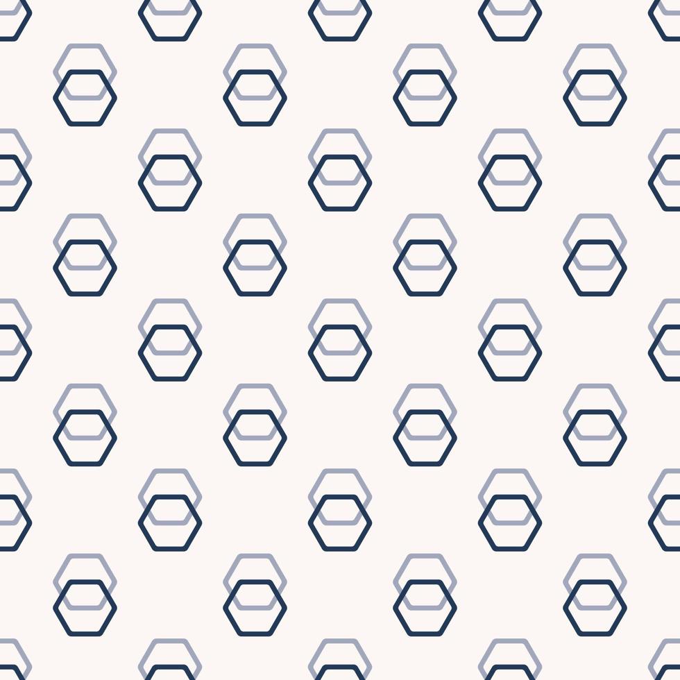 Abstract small rounded hexagon line geometric overlapping shape blue color seamless pattern background. Use for fabric, textile, interior decoration elements, upholstery, wrapping. vector