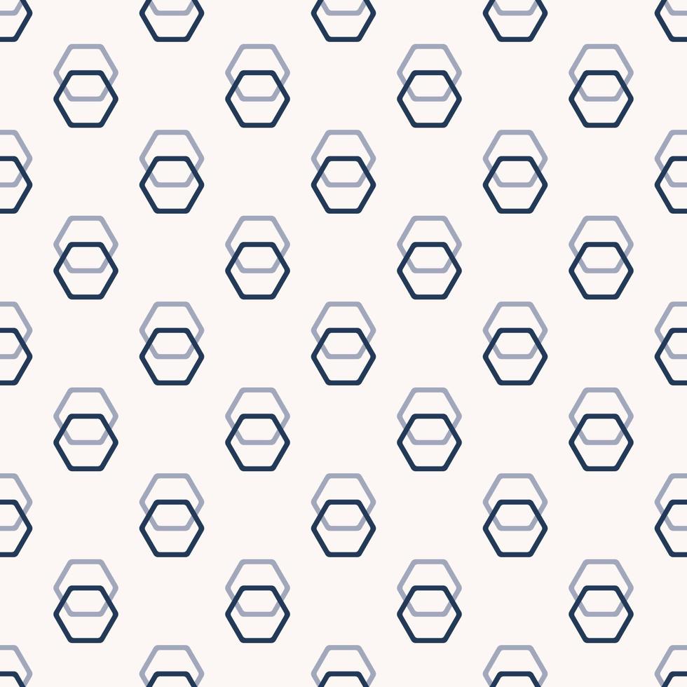 Abstract small rounded hexagon line geometric overlapping shape blue color seamless pattern background. Use for fabric, textile, interior decoration elements, upholstery, wrapping. vector