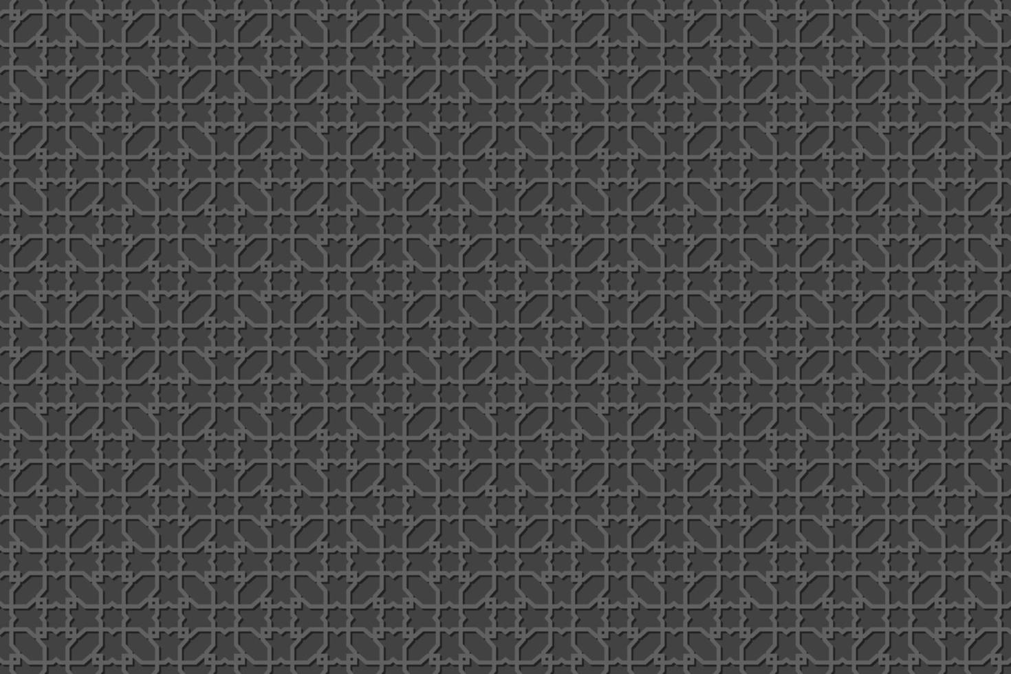 Islamic persian grid star hexagon geometric traditional motif seamless pattern on grey monochrome color background. vector